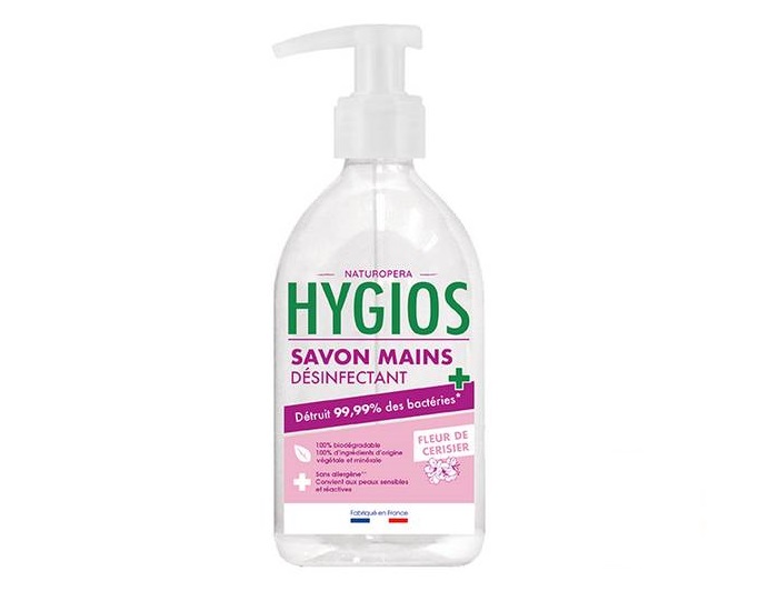 HYGIOS Savon Main Désinfectant Cerise 100% Végétal - 300 ml