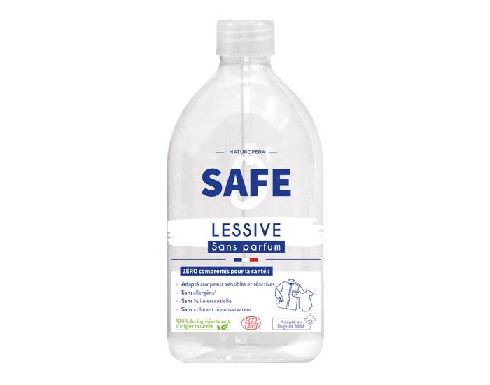 SAFE Lessive 100% Végétale Sans Parfum Sans Allergène 1 L