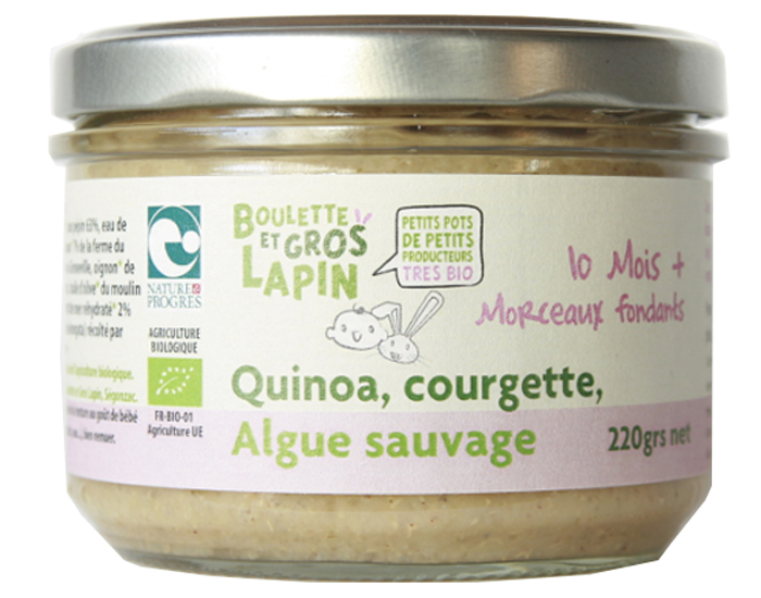BOULETTE ET GROS LAPIN Petit Pot Courgette Quinoa Algue Sauvage - Ds 10 mois - 220 g