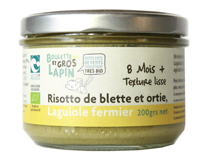 BOULETTE ET GROS LAPIN Petit Pot Risotto Blette Ortie au Laguiole Fermier - Ds 8 mois - 200 g
