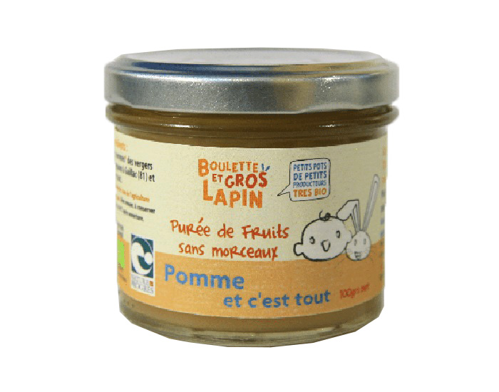 BOULETTE ET GROS LAPIN Petit Pot Pure de Pommes - 100 g - Ds 6 mois
