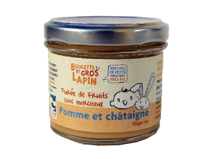 BOULETTE ET GROS LAPIN Petit Pot Pure de Pomme Chtaigne - 100 g - Ds 6 mois