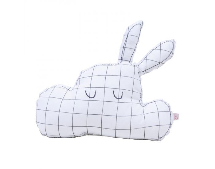 LITTLE CREVETTE Coussin Lapinuage - carreaux gris