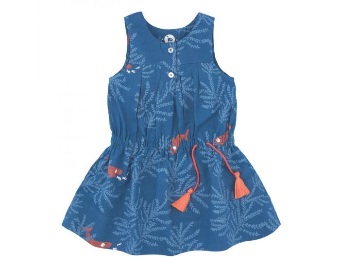 LA QUEUE DU CHAT Robe Fille Bleu Nuit & Corail
