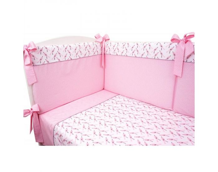 SEVIRA KIDS Parure de lit b�b� avec tour de lit design r�versible - Alouette Rose Rose