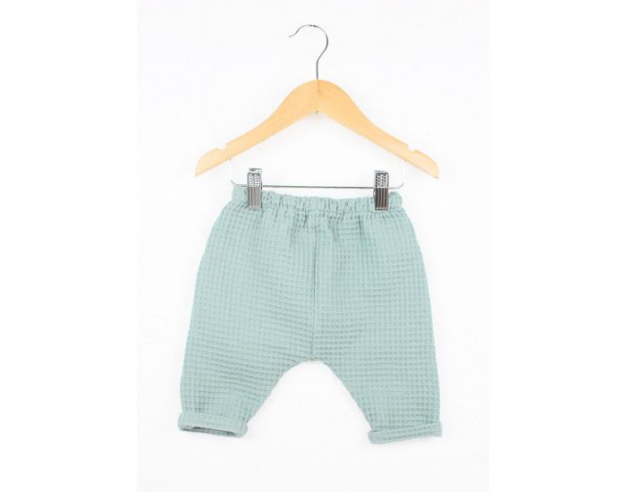 KAPOUNE Sarouel b�b� unisexe en nid d'abeille vieux vert