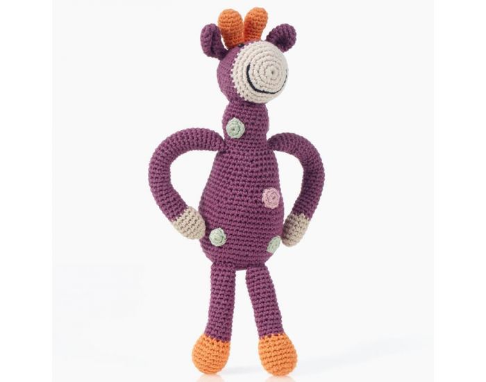 PEBBLE Grand Hochet Girafe Violette Bio - Ds la naissance