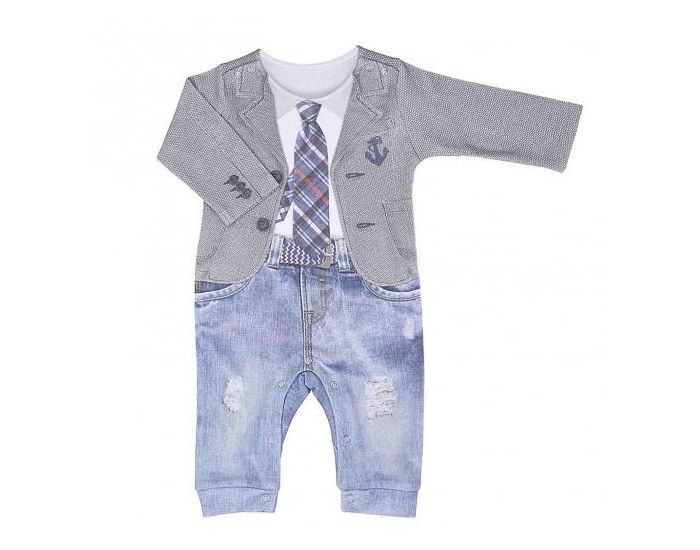SEVIRA KIDS Combinaison bb garon en coton biologique de 1 mois  12 mois - Impression 3D 12-18M - 80CM