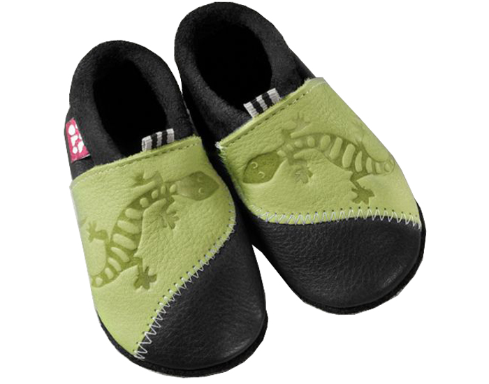 POLOLO Chaussons en Cuir - Gecko Bleu Vert 