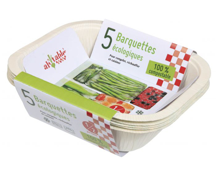 AH TABLE Lot de 5 Petites Barquettes Compostables
