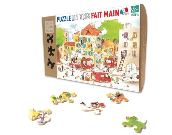 MICHLE WILSON Puzzle MW Les pompiers 50 pices - Ds 6 ans