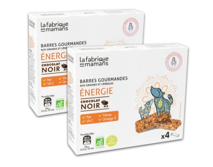 LA FABRIQUE DES MAMANS Barres Gourmandes Energie Chocolat Noir - 4x36g 