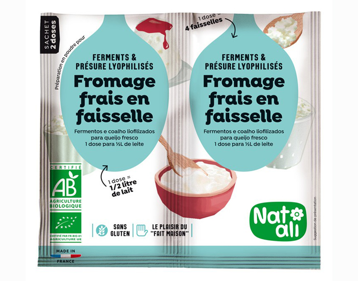 NAT-ALI Ferment pour Fromage Frais en Faisselle - 2 x 6 g