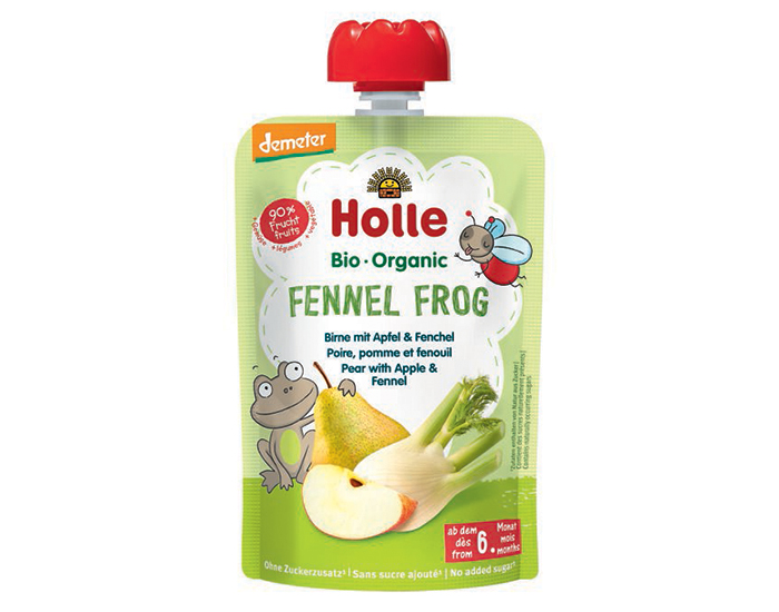 HOLLE Gourde Fennel Frog - Poire Pomme Fenouil - 100 g - Ds 6 mois