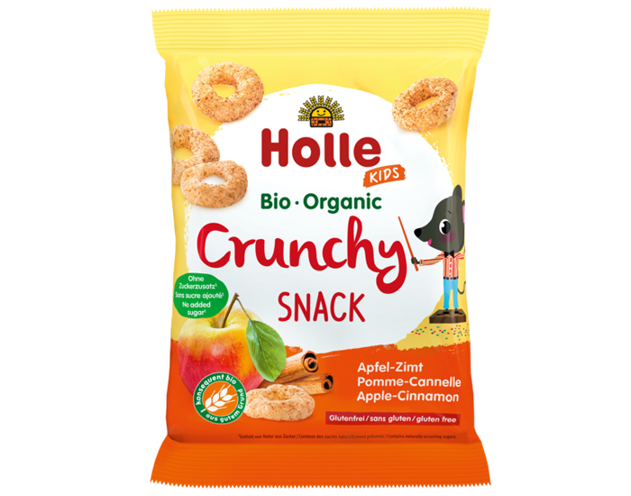 HOLLE Crunchy Snack Pomme Cannelle - 25 g - Dès 3 ans