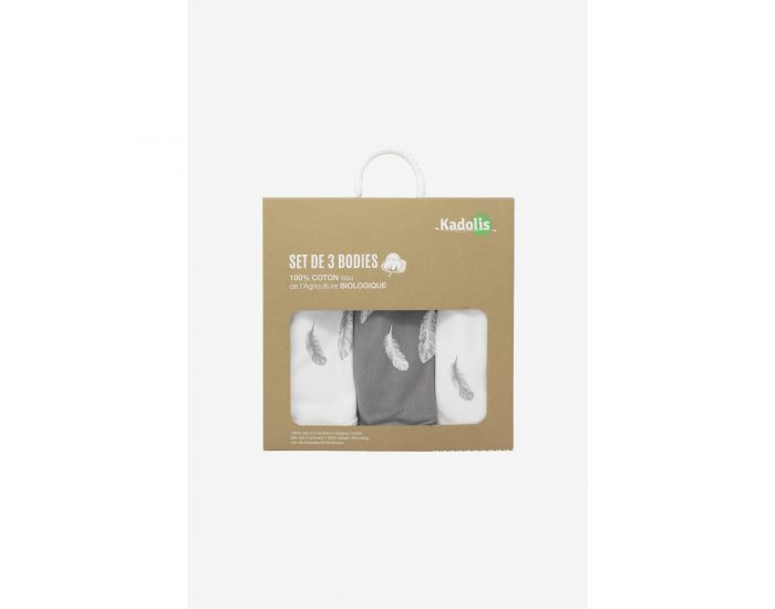 KADOLIS Body manches longues x3 Plumes Gris