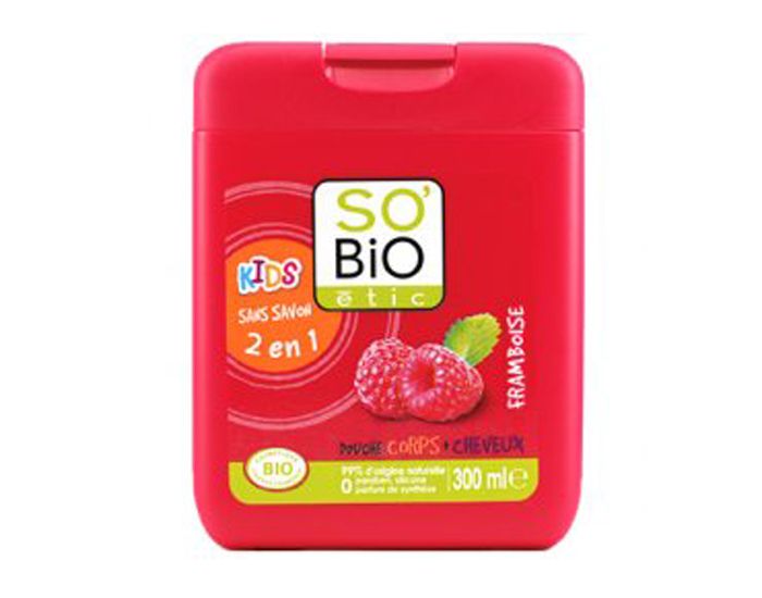 SO'BIO Gel Douche Kids 2 en 1 Framboise - 300 ml