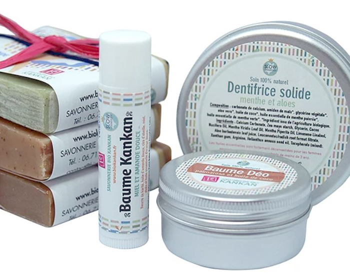 SAVONNERIE BIO KANKAN Coffret dcouverte - 3 savons, 1 dentifrice, 1 baume do, 1 baume rparateur