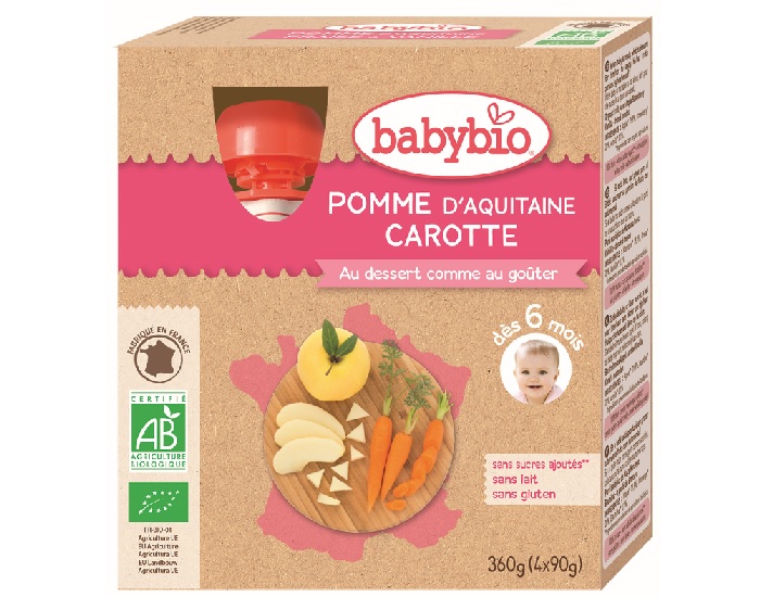 BABYBIO Gourde Fruits & Lgumes - 4 x 90 g - Ds 6 mois