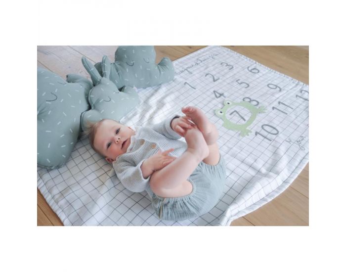 LITTLE CREVETTE Couverture - Photobooth Cactus - coton bio - 80x120 cm