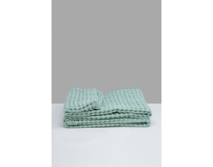 KADOLIS Couverture en Coton Bio - Paros Vert aqua