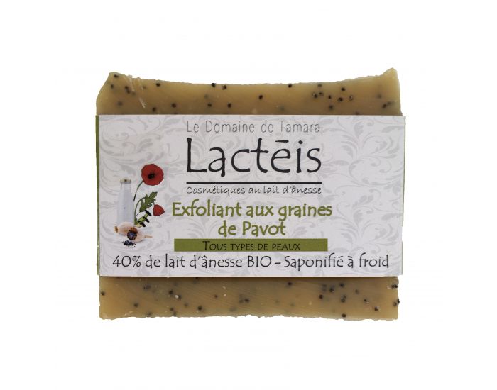 LE DOMAINE DE TAMARA Savon 40% de lait d'nesse frais et BIO - Exfoliant aux graines de pavot