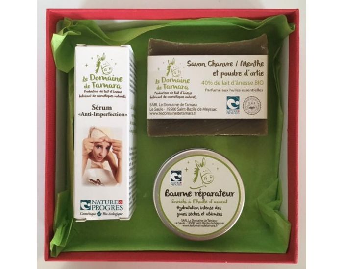LE DOMAINE DE TAMARA Coffret Ado - Srum Anti-Imperfection + Savon Chanvre/Menthe + Baume rparateur
