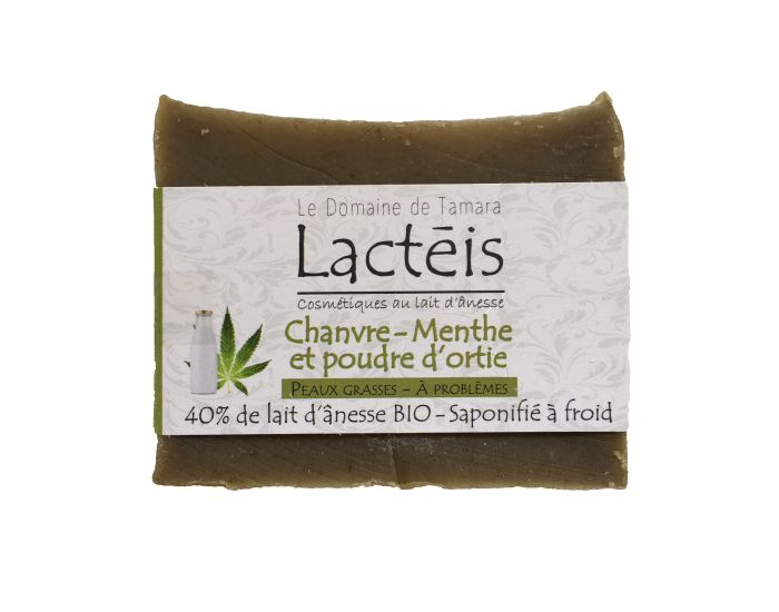 LE DOMAINE DE TAMARA Savon 40% de Lait d'nesse Frais et BIO - Chanvre/Menthe et Poudre d'Ortie