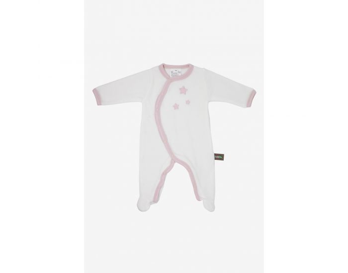 KADOLIS Pyjama Bb en Coton Bio Blanc - Etoiles Rose ple