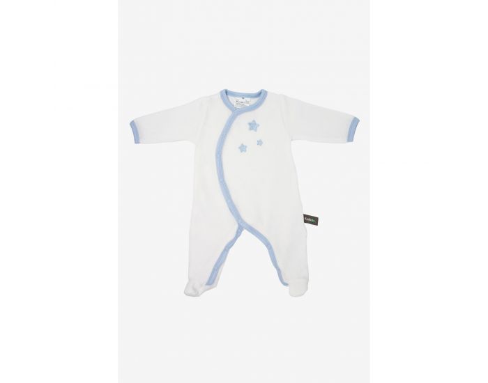 KADOLIS Pyjama Bb en Coton Bio Blanc - Etoiles Bleu ciel