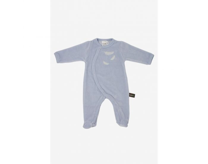 KADOLIS Pyjama Bb en Coton Bio - Plumes blanches - Bleu ciel