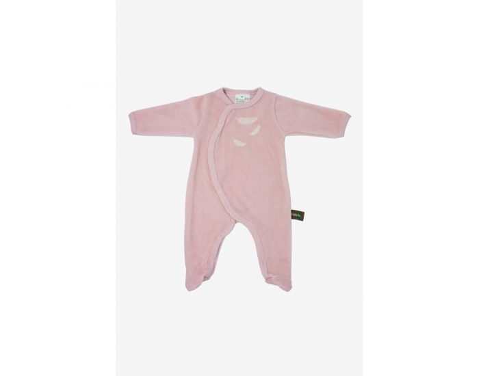KADOLIS Pyjama Bb en Coton Bio - Plumes blanches -  Rose ple