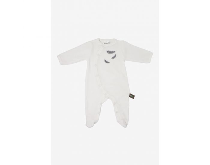 KADOLIS Pyjama Bb en Coton Bio - Plumes colores Gris