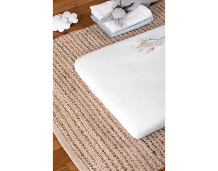 KADOLIS Drap Housse en Coton Bio - Berceau/landau Blanc