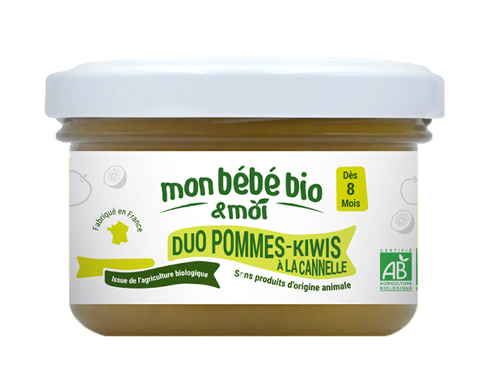 MON BEBE BIO ET MOI Pot Duo Pomme Kiwi Canelle - 100g - Ds 8 mois