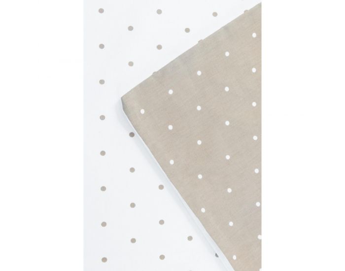 KADOLIS Housse de couette adulte Coton bio Taupe pois + taies