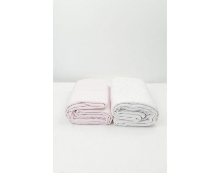 KADOLIS Lot de 2 Maxi langes 100% coton bio imprims Etoiles Rose ple 120 x 120 cm