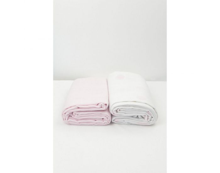 KADOLIS Lot de 2 Maxi langes 100% Coton Bio imprims Ronds Rose ple  120 x 120 cm
