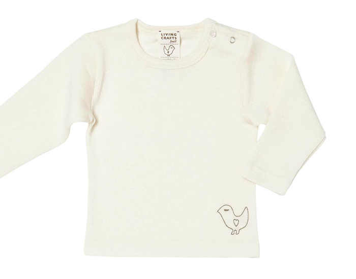 LIVING CRAFTS T-Shirt Manches Longues Laine et Soie - Ecru