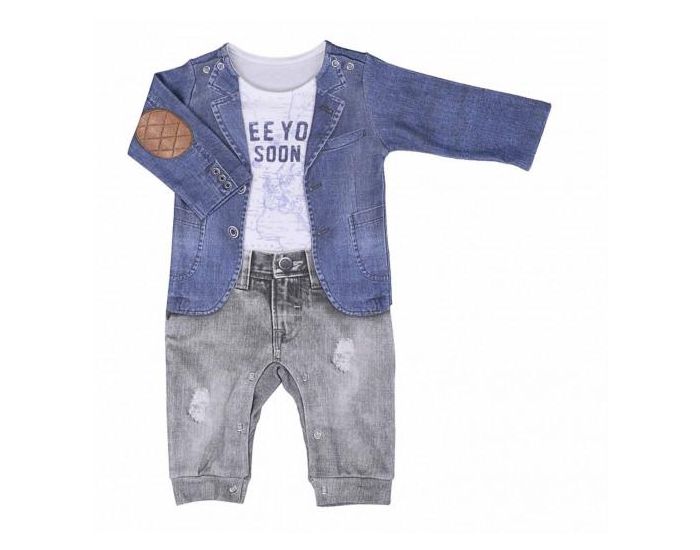 SEVIRA KIDS Combinaison bb garon en coton biologique - Joe Gris