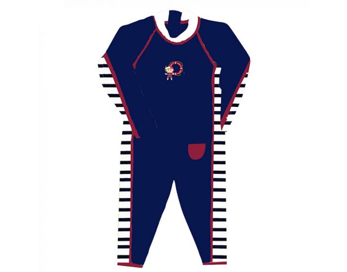 MAYOPARASOL Petit Matelot Combinaison Anti-UV Garon Longue - Bleu / Blanc Taille 3-4 ans