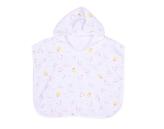 SEVIRA KIDS Poncho de bain bb et enfant en mousseline de coton bio - Dreams Rose