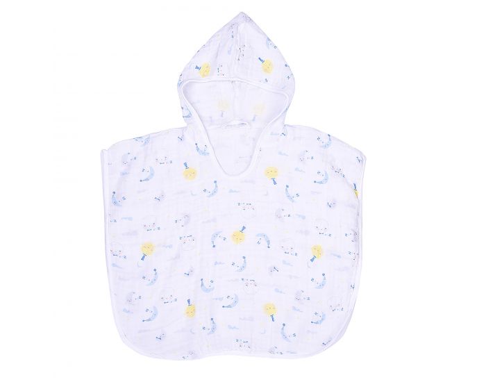 SEVIRA KIDS Poncho de bain bb et enfant en mousseline de coton bio - Dreams Bleu
