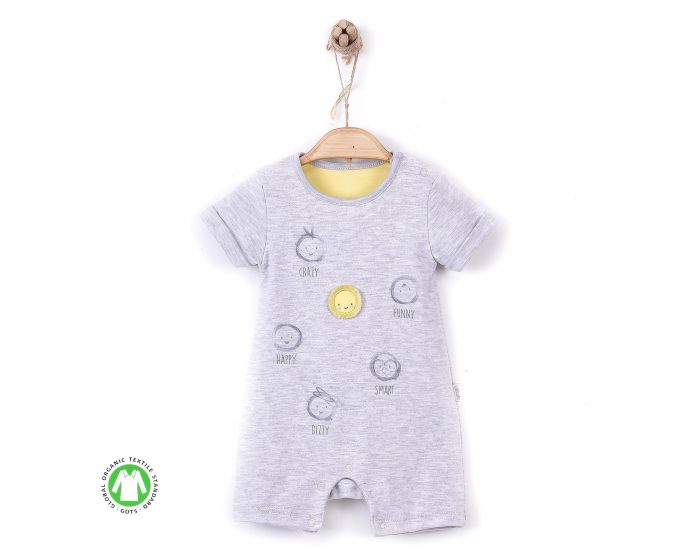 SEVIRA KIDS Combishort barboteuse bb en coton biologique - Emotions Gris