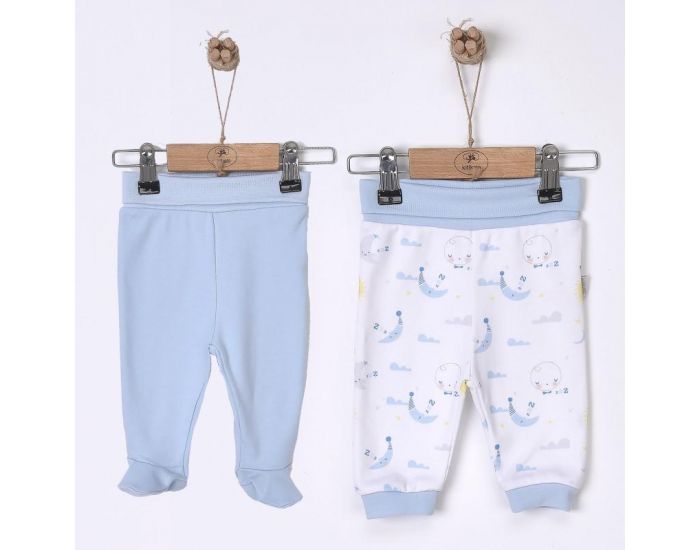 SEVIRA KIDS Lot de 2 pantalons bb en coton bio - Dreams Bleu