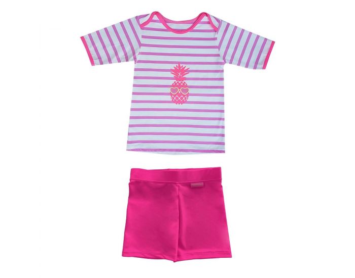 MAYOPARASOL Saint Trop Mayo Parasol Ensemble T-Shirt Anti UV Fille Manches Courtes et Shorty