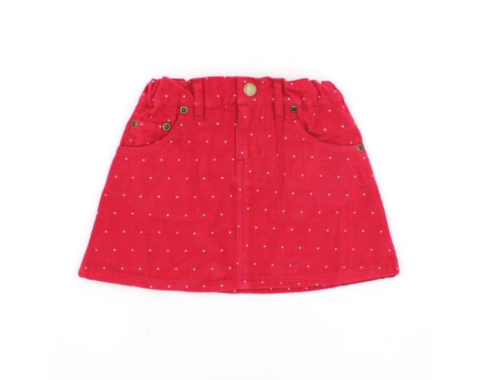 LA QUEUE DU CHAT Jupe Rouge  Pois en Velours Bio