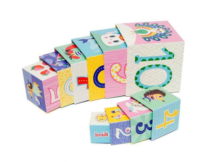 PETIT MONKEY Set de 10 cubes  empiler - Ds la naissance