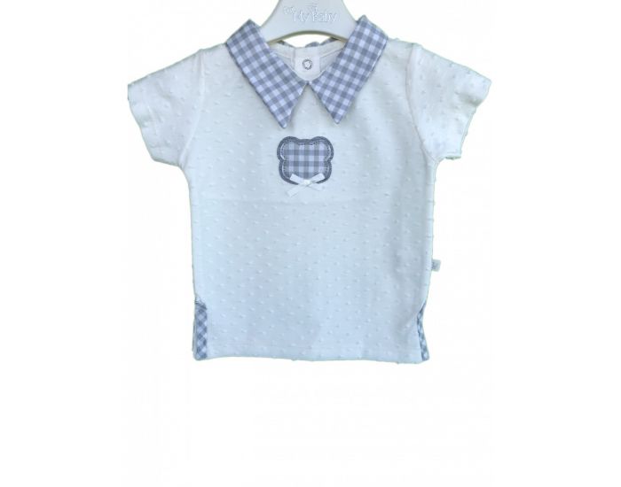 BEBESEO Ensemble Haut + Short Bleu et Blanc