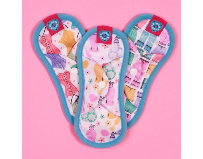 BLOOM & NORA Lot de 3 Serviettes Hyginiques Lavables - Mini Boudoir